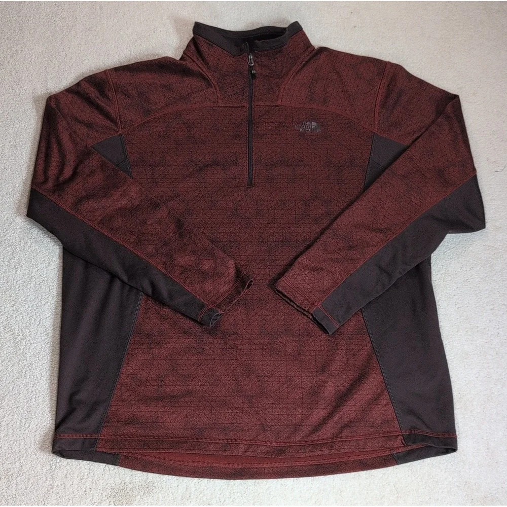 The North Face Performance Quarter Zip Fleece Jacket Mens XXL Burnt Orange